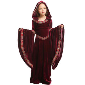 Girls Velvet Halloween Masquerade Vampire Wizard Cloak Palace Princess Medieval Queen Costume RKHC-001