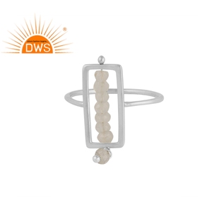 Anillo de piedras preciosas de piedra lunar de arcoíris Natural para niña, joyería fina bonita de plata 925, venta al por mayor - Product Image 1