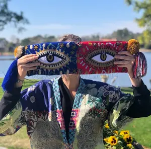 Клатч с вышивкой глаз, сумка Wayuu, летний богемный клатч, женские сумки