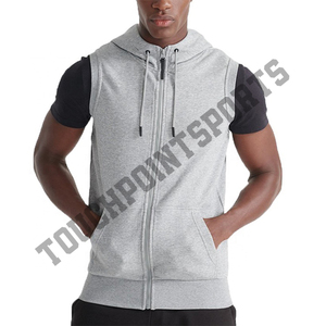 Sin mangas con capucha Sudadera con capucha sin mangas de alta calidad de impresión de diseño de logotipo de gimnasio - Product Image 6