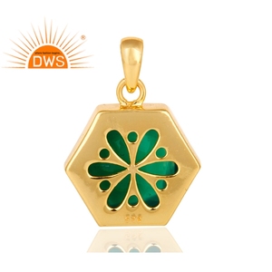 Gema de ónix verde auténtica, joyería de diseño, colgante chapado en oro y plata de ley 925, joyería al por mayor - Product Image 3