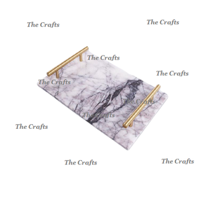 Plateau de service en marbre blanc de la plus haute qualité avec vaisselle de restaurant de forme carrée Plateau de petit-déjeuner à vendre - Product Image 4