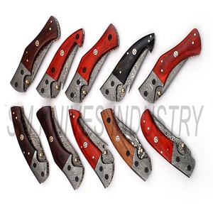 Lote de mezcla de 10 personalizado hecho a mano Damasco plegable cuchillo de bolsillo con funda de cuero (smk1245) - Product Image 6