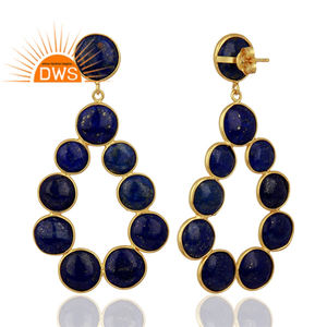 Lapis-boucle d'oreille en pierre précieuse Lapis-Lazuli naturelle, forme goutte, plaqué or, argent Sterling, vente en gros, possibilité de vente en gros - Product Image 3