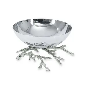 Steel & aluminium decorative serving bowls shiny color round salad server bowls multiple use fruit bowls and dish platters