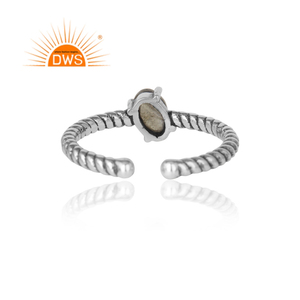 Prong <b>Set</b> Natural Labradorite Gemstone <b>Ring</b> Oxidized <b>Silver</b> <b>Ring</b> Jewelry Wholesaler 925 Sterling <b>Silver</b> Stackable <b>Ring</b> Jewelry - Product Image 4