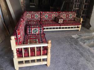 Conjunto de sofá esquinero de madera para exteriores, juego de esquina Oriental de estilo otomano + 32 cojines de esponja de baile - Product Image 2