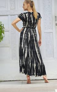 Elegante vestido Maxi con volantes de verano bohemio con tinte de corbata con colores de ensueño playero - Product Image 5