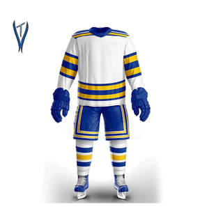 Uniformes de hockey sobre hielo personalizados de alta calidad Ropa deportiva OEM con impresión de sublimación completa de doble cara con nombre de equipo y estilo de conjunto de jugadores - Product Image 5