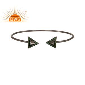 Csja — bracelet en pierre précieuse naturelle, manchette avec flèche, en Rhodium noir, argent Sterling, vente en gros - Product Image 1