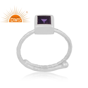 Bague ajustable en argent Sterling 925, pierre précieuse naturelle, irolite bleue, en forme de carrée, pour femmes, fournitures de bijoux - Product Image 2
