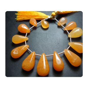 Avanturine Jaune Aventurine Lisse Briolette Poire Goutte Perles De Pierres Précieuses 3 Brins 8 Pouces De Long 9x12 6mm Pierre Fabrication De Bijoux - Product Image 5