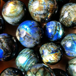 Esfera de Cristal de Labradorita, Generador de Ozono de Cuarzo, Bola de Espejo |   Piedra de Labradorita Natural, Cristal de Cuarzo en Barra, Decoración de Cristal Curativo - Product Image 4