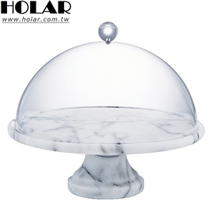 Support de service à gâteau sur socle en marbre, présentoir avec dôme en plastique, fabriqué à taïwan, livraison gratuite - Product Image 1