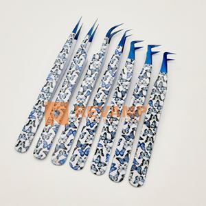 Pinzas de pestañas recubiertas de papel con estampado de mariposa de etiqueta privada para Megga volumen y aislamiento pinzas de acero inoxidable sostenibles - Product Image 1
