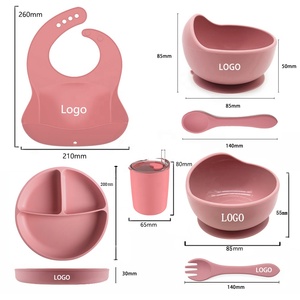 Nouveau Silicone Babi produits couverts plats alimentation dîner enfants manger manger bol cuillère bébé nourriture Sucton assiette vaisselle ensembles - Product Image 2
