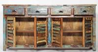 Vintage Style Reclaimed Furniture Rustikales altes Holz Multi Color Side board mit 4 Schubladen & 4 Türen, Küchen schrank