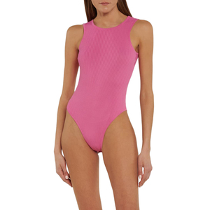 Bán Buôn Màu Hồng Dệt Kim Rỗng Trở Lại Tùy Chỉnh Bodycon Bodysuits Cho Phụ Nữ Leotards Cho Phụ Nữ Thể Dục Dụng Cụ Playsuits & Bodysuits - Product Image 2