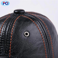 Casquette de Baseball en cuir véritable pour hommes, chapeau noir en cuir de vache, casquette à visière ajustable, automne et hiver 2019