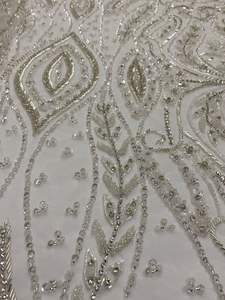 Tissu lourd à paillettes, cristal perlé, personnalisé, paillettes, dentelle, pour mariée, tissu lourd brodé, fabrication et fournisseur, - Product Image 3