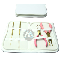 Kit d'outils tout-en-un MAQNSCO en acier pour extensions de cheveux, ouvre-perles micro-anneaux en silicone, pinces en acier inoxydable, ensemble de perlage