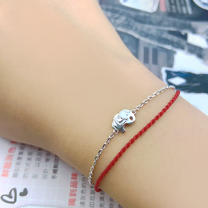 925 Sterling Jewelry <b>Silver</b> Women Lucky Red Line Elephant <b>Bracelet</b> - Product Image 5