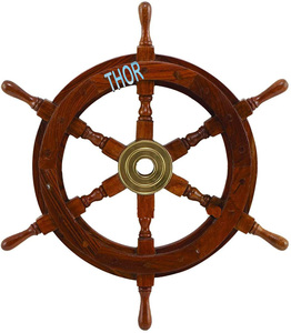 Timón de Madera de Thor de 8 Pulgadas, Decoración Náutica, Estilo Rústico, para Colgar en la Pared, Color Marrón Pulido - Product Image 5