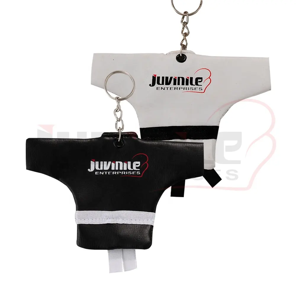 Porte-clés uniforme en cuir PU, 1 pièce, impression numérique 2 couleurs/personnalisé, ceinture cadeau, mini uniforme