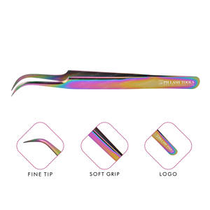 Multi Color Wide Curved Tip Tweezer for Eyelash Extensions Private Label, New Arrival Eyelash Extension Curved Tip Tweezer - Product Image 1