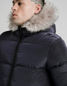 Veste bouffante veste d'hiver Logo personnalisé hommes mode rembourré à capuche vers le bas décontracté veste à glissière tissé 100% polyester Bomber veste - Product Image 5