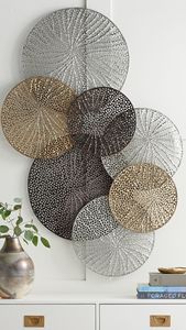 Galvanized <b>Flowers</b> <b>Wall</b> Decore Set of 3 Metal <b>Flower</b> <b>Wall</b> Art - Product Image 3