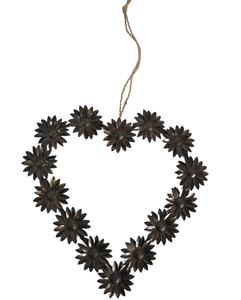 Adorno colgante de METAL con forma de girasol para decoración navideña, adorno de color negro con forma de corazón para decoración navideña - Product Image 1