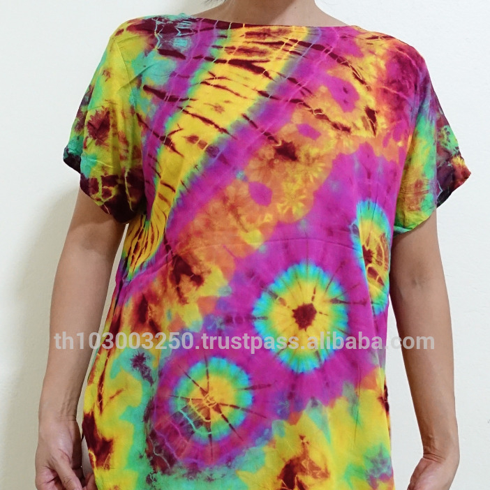 Праздничная шикарная туника ручной работы в стиле хиппи бохо Тайский топ рубашка блузка с изогнутым круглым подолом