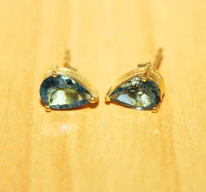 Anillo de Aguamarina natural hecho a mano 9K oro amarillo sólido mujeres Stud pendientes joyería mayorista - Product Image 2