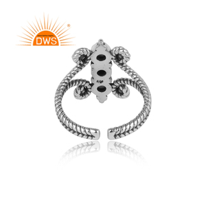 Bague en argent Sterling Style Boho Antique, bijoux à la main, texturés, en Onyx noir et perle, pierres précieuses, source de bijoux - Product Image 4