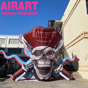 Scary diy inflatable Pirate Captain head balloon,giant inflatable skull head with tentacle Z07
