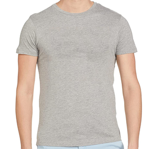 T-shirt en coton gris uni léger et personnalisé pour homme, col rond, manches courtes, décontracté, pour l'extérieur, impression numérique, tissu tricoté - Product Image 1
