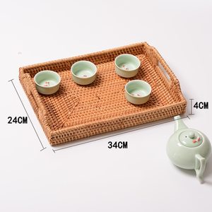 Plateaux de table en rotin tissés, forme rectangulaire, blanc, osier, marron naturel, 1 pièce - Product Image 2