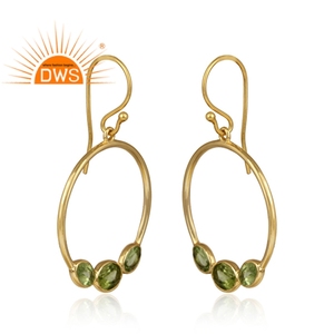 ต่างหูพลอยเพอริดอทดีไซน์ทันสมัยใหม่ ประดับเพชรระยิบระยับ สำหรับสุภาพสตรี ผลิตโดยผู้ผลิตเครื่องประดับชุบทอง - Product Image 2