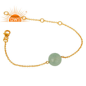 Pulsera de Cadena con Piedras Preciosas de Calcedonia Prehnita, Pulsera de Plata Chapada en Oro de Diseñador, Joyería al por Mayor - Product Image 2