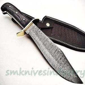 Cuchillo de Damasco personalizado hecho a mano, mango de madera pakka, bonito cuchillo Bowie (smk1293) - Product Image 2