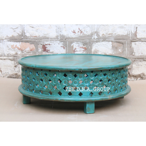 Mesa de centro de madera sólida redonda, muebles decorativos de diseño único indio, mesa de café redonda tallada clásica, gran oferta - Product Image 3