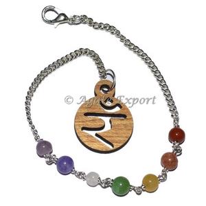 Porte-clés à pendentif en cuivre avec sept chakras solaires - AgateExport.Com - Product Image 1