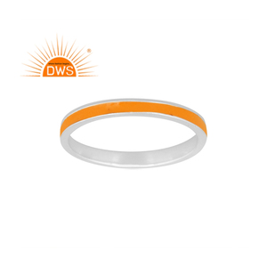 925 Sterling <b>Silver</b> yellow Enamel Design Band <b>Ring</b> For Women Jewelry Manufacturer Dainty Collection - Product Image 1
