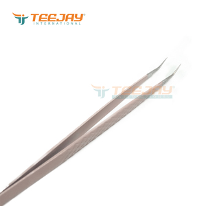 Pince à épiler de précision TEEJAY 10 mm, à angle de 45 degrés, pointe de 7 mm, rose poudré, en acier inoxydable, avec revêtement en poudre, pour isolation et volume, avec poignée diamantée - Product Image 5