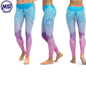 Women's High-Waist Printed Yoga Pants Unique <b>Sexy</b> Gym Custom Workout Running Leggings Knitted Fabric with Custom Logo on Waist - Product Image 4