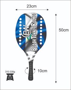 ไม้เทนนิสชายหาดแบบสั่งทำพิเศษ หน้าไม้ 20 มม. น้ำหนัก 320-340 กรัม ความยาว 50 ซม. ด้ามจับคาร์บอนไฟเบอร์ ตาข่ายคาร์บอนไฟเบอร์ผสมใยแก้ว - Product Image 1