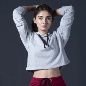 Top corto de felpa de alta calidad para mujer, sudaderas con capucha, nueva moda, logotipo personalizado, talla XS con opciones largas y cortas para Primavera, venta al por mayor - Product Image 2