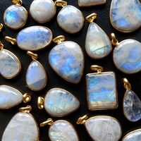 925 Sterling Moderne Éclairage Suspension Authentique Arc-En-Lune Blanc Topaze Gemmes Vintage Pierre Cristal Pendentifs Charmes