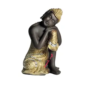 Emas Poly Resin Patung Buddha Beristirahat Buddha Patung Desain Khusus